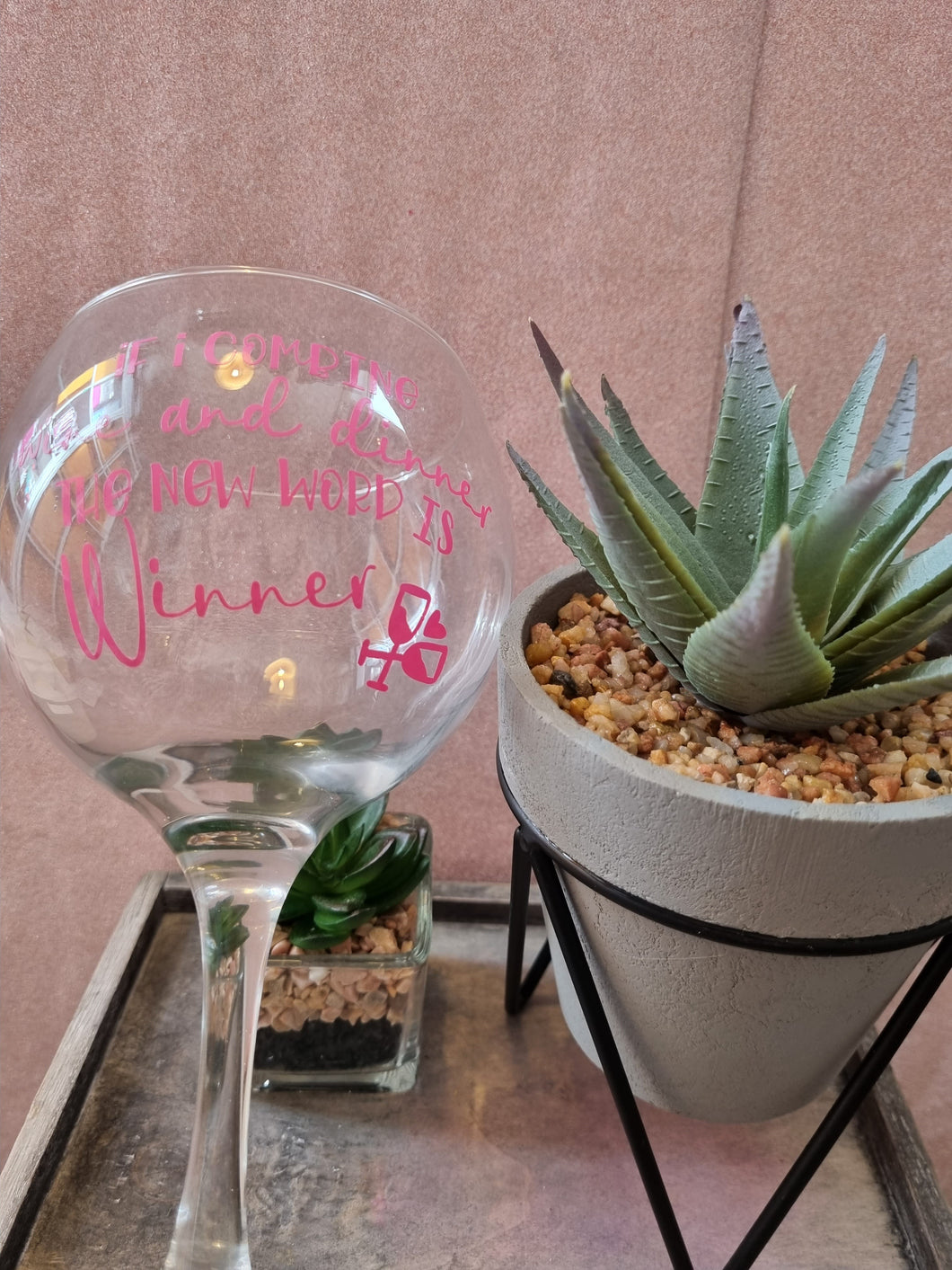 Giant wine glass / gin glass with saying 