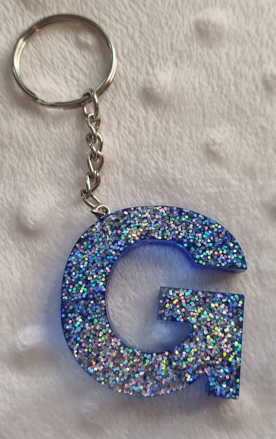 Resin letter keyring with glitter