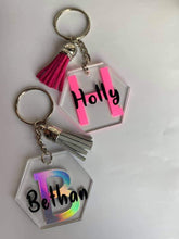 Load image into Gallery viewer, Hexagon personalised keyring
