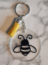 Load image into Gallery viewer, Bee Keychain with Tassel | Acrylic Bee Keyring | Cute Bee Gift | Bee Lover Accessory
