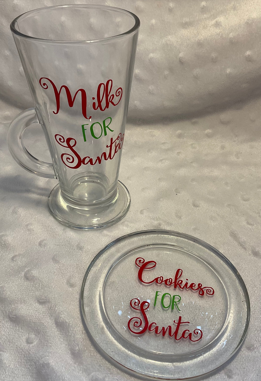 Santas glass and mini plate set