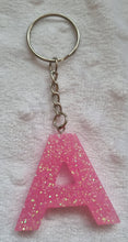 Load image into Gallery viewer, Resin letter keyring with glitter
