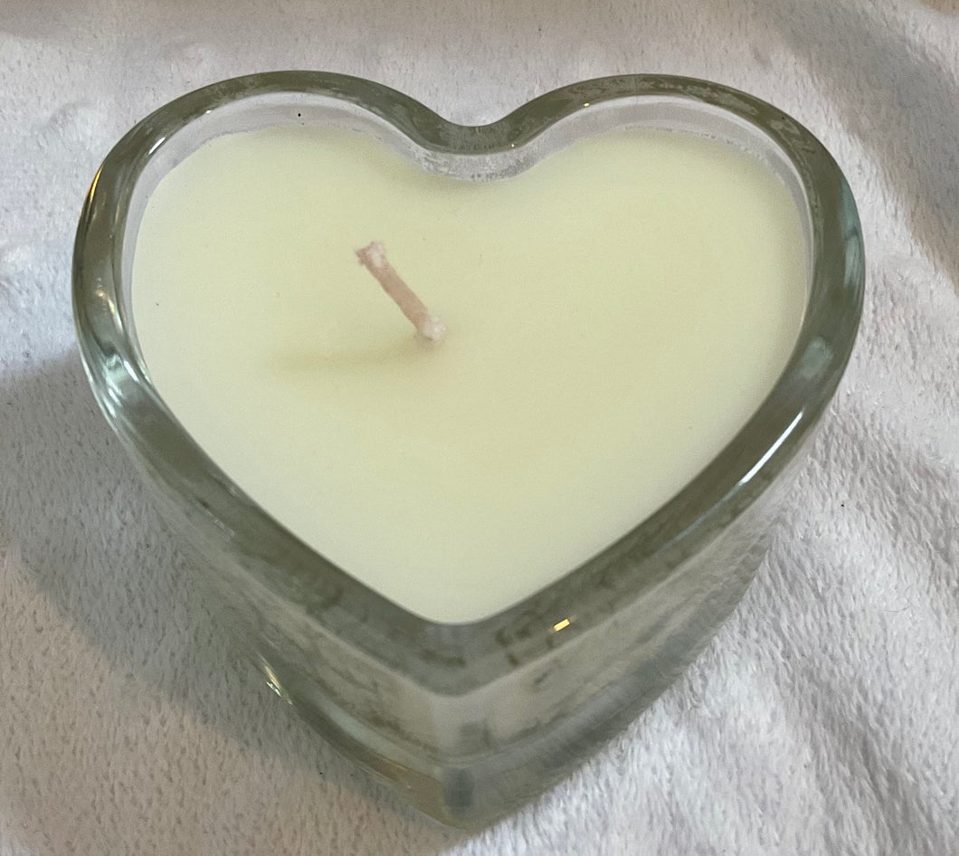 Heart shaped glass candle