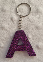 Load image into Gallery viewer, Resin letter keyring with glitter
