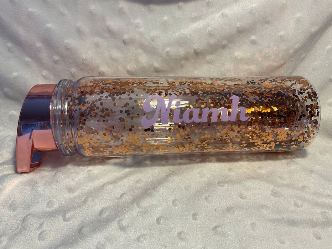 Personalized water bottle - glitter