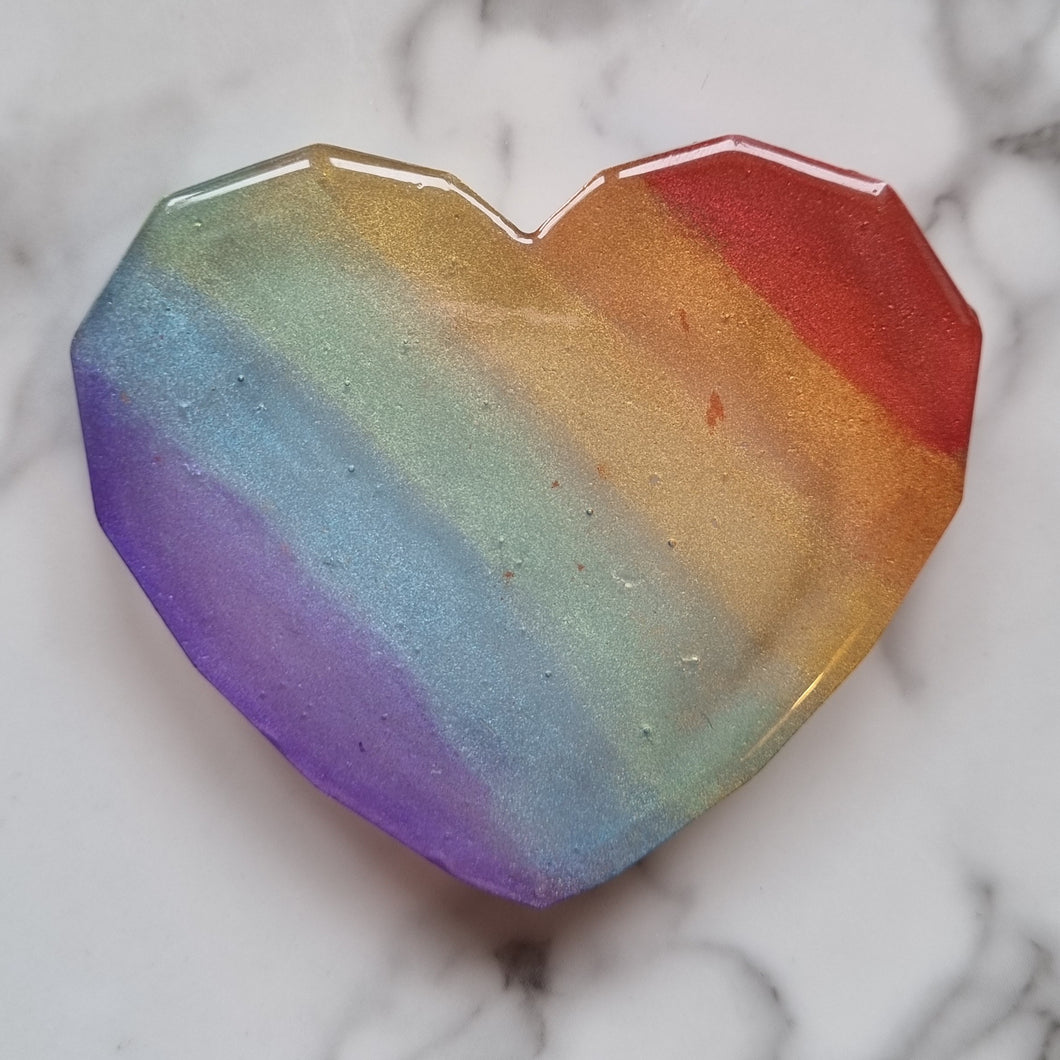 Rainbow resin heart