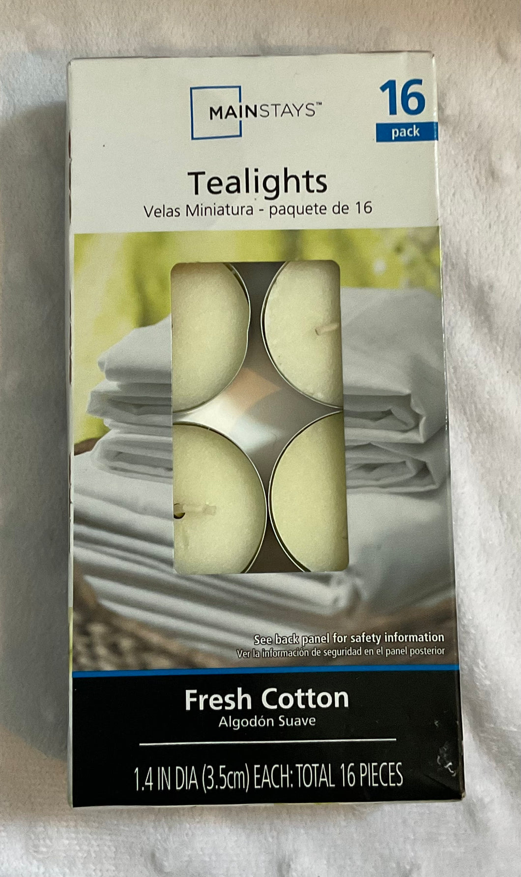 fresh cotton scented tea lights, 16 pack