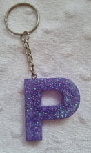 Load image into Gallery viewer, Resin letter keyring with glitter
