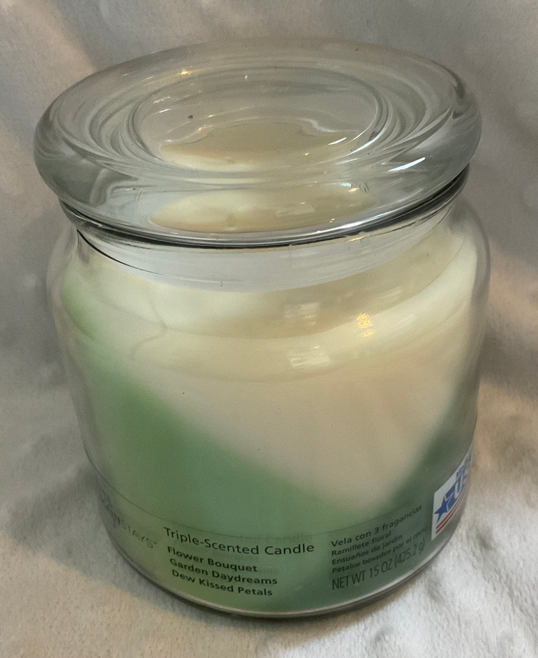 Triple scented jar candle - green and white