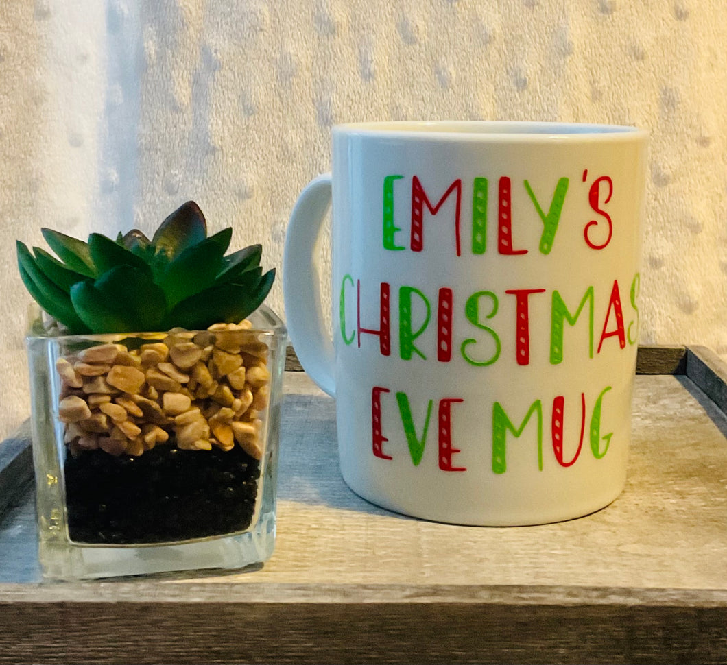 Personalized Christmas Eve Mugs - Candy Cane Font